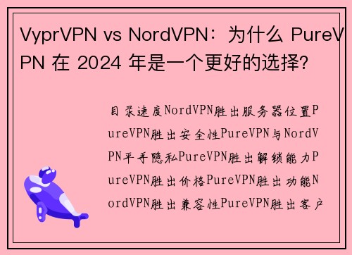 VyprVPN vs NordVPN：为什么 PureVPN 在 2024 年是一个更好的选择？